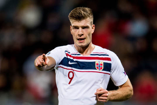 Alexander Sørloth of Norway celebrates