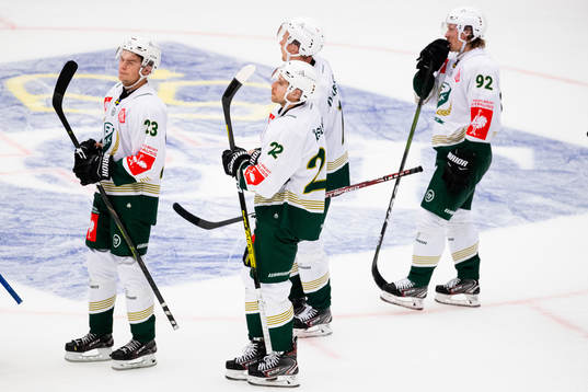 Players of Färjestad look dejected