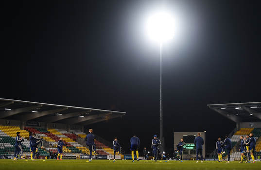 19 November 2019; Sweden players warm up prior to the UEFA
