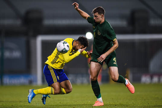 19 November 2019; Daleho Irandust of Sweden is fouled by