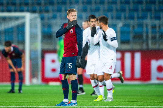 Ola Brynhildsen of Norway looks dejected