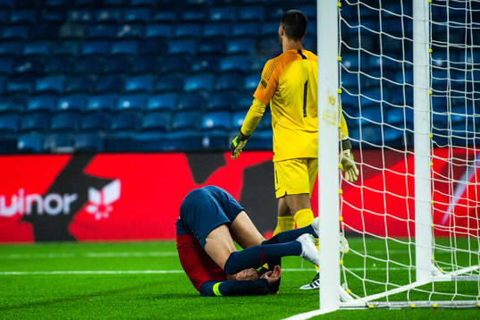 Birk Risa of Norway looks dejected