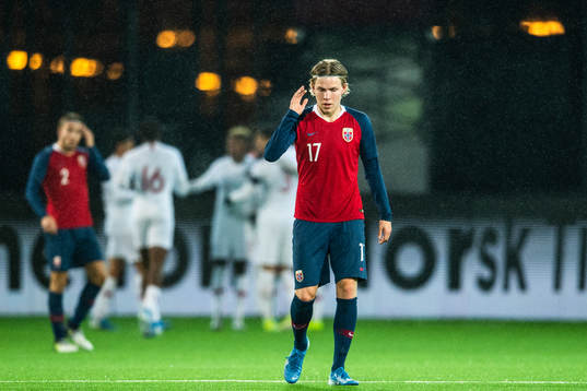 Jens Petter Hauge of Norway looks dejected afterm the 0-3