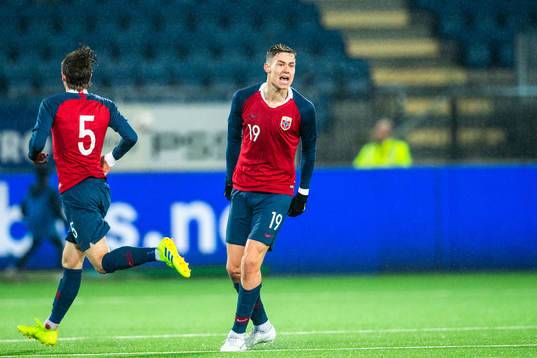 Jørgen Larsen of Norway celebrates