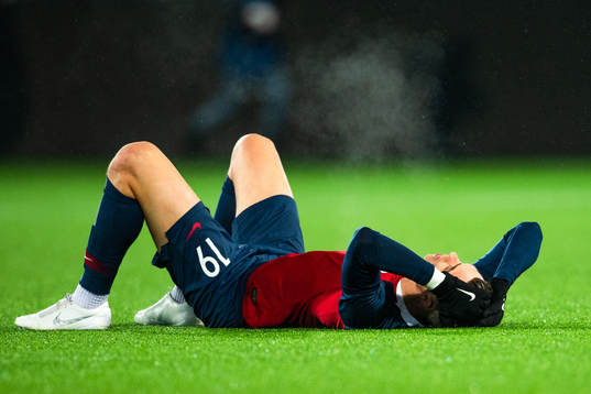 Jørgen Larsen of Norway looks dejected