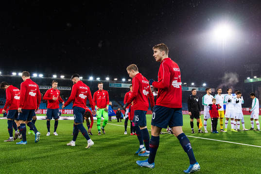 Kristian Thorstvedt of Norway enter the pitch