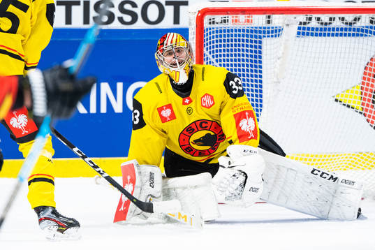 Goalkeeper Pascal Caminada of SC Bern looks dejected