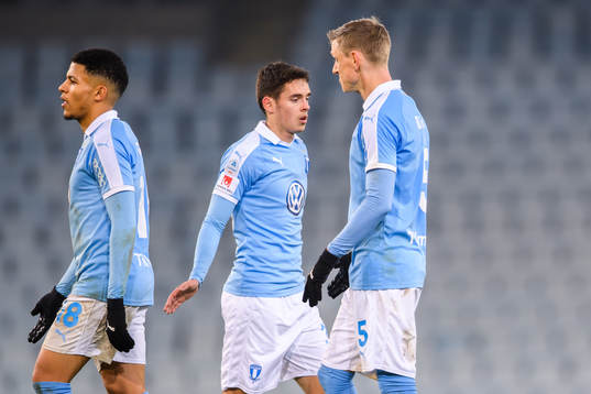 Malmö FFs Romain Gall, Laorent Shabani och Sören Rieks