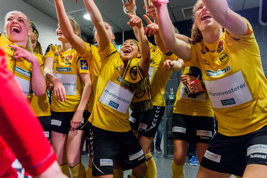 Meryll Abrahamsen of LSK Kvinner celebrates