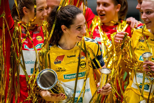 Ingrid Moe Wold of LSK Kvinner celebrates