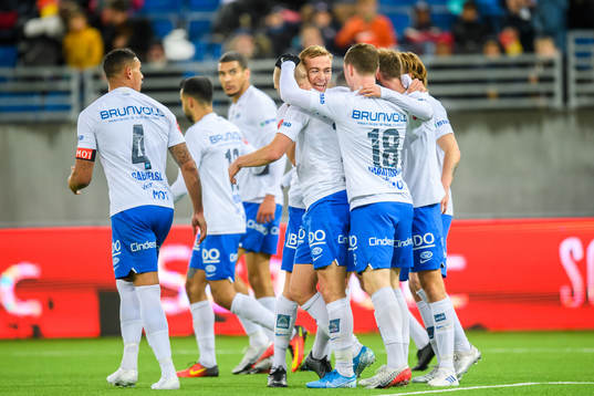 Eirik Hestad of Molde celebrate with team mates