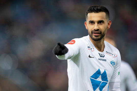 Etzaz Hussain of Molde celebrates