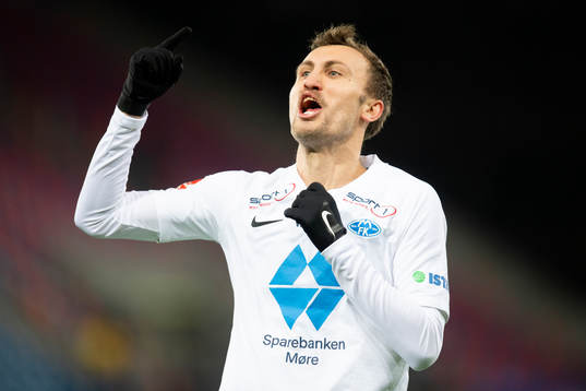 Magnus Wolff Eikrem of Molde celebrates