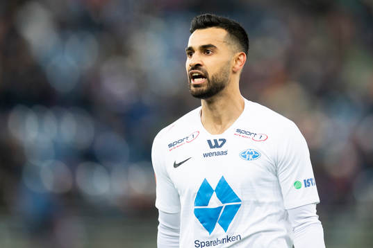 Etzaz Hussain of Molde celebrates