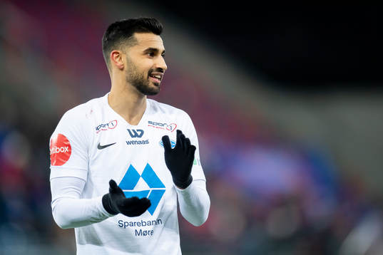Etzaz Hussain of Molde celebrates