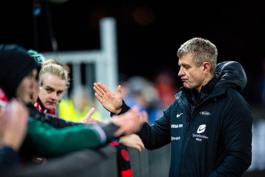Lars Arne Nilsen, head coach of Brann, looks dejected