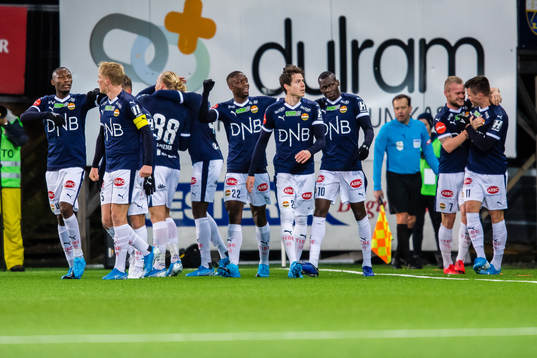 Lars-Jørgen Salvesen of Strømsgodset celebrates with