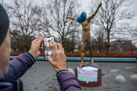 The statue of Zlatan Ibrahimovic has been vandalized