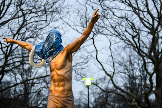 The statue of Zlatan Ibrahimovic has been vandalized
