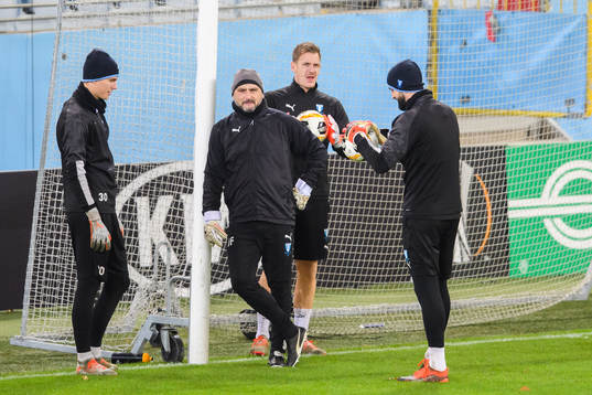 Goalkeeper Mathias Nilsson, goalkeeper coach Jonnie Fedel,
