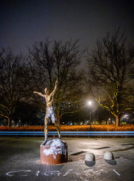 The statue of Zlatan Ibrahimovic has been vandalized