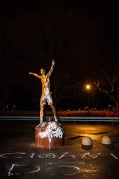 The statue of Zlatan Ibrahimovic has been vandalized