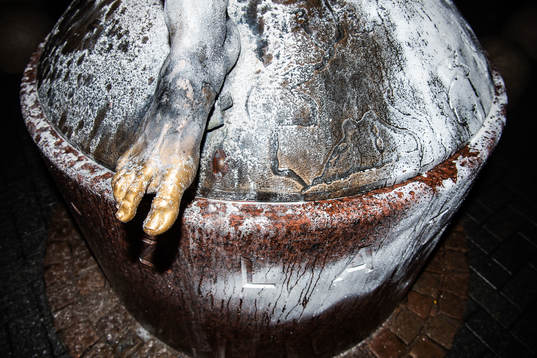 The statue of Zlatan Ibrahimovic has been vandalized