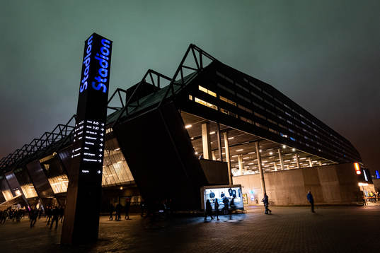 General view of the exterior of Malmö New Stadium prior to