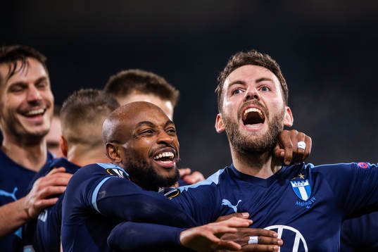 Erdal Rakip of Malmö FF celebrates