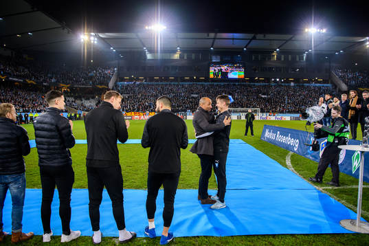 Martin Dahlin when Markus Rosenberg of Malmö FF is honored