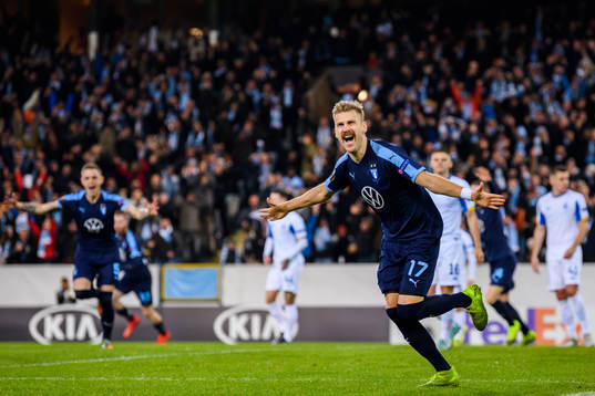 Rasmus Bengtsson of Malmö FF celebrates