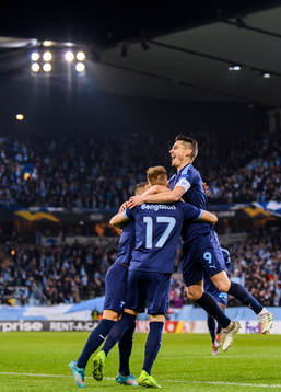 Rasmus Bengtsson of Malmö FF celebrate with Markus