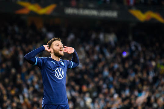 Erdal Rakip of Malmö FF celebrates