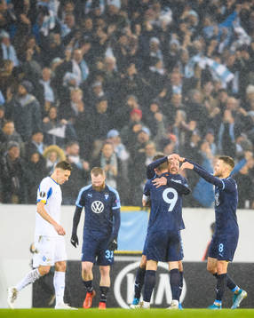 Markus Rosenberg of Malmö FF celebrate with Erdal Rakip