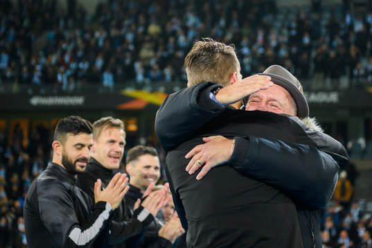 Johnny Gyllensjö and Markus Rosenberg of Malmö FF