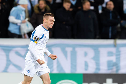 Viktor Tsyganov of Dynamo Kiev celebrates