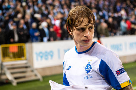 Artem Shabanov of Dynamo Kiev looks dejected