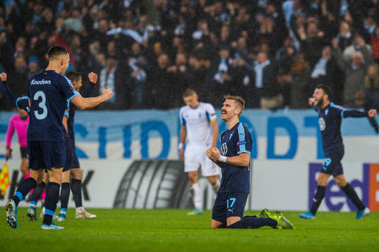 Jonas Knudsen and Rasmus Bengtsson of Malmö FF celebrates