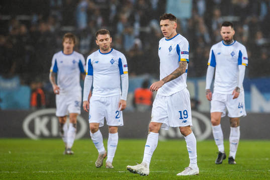 Denys Garmash of Dynamo Kiev looks dejected