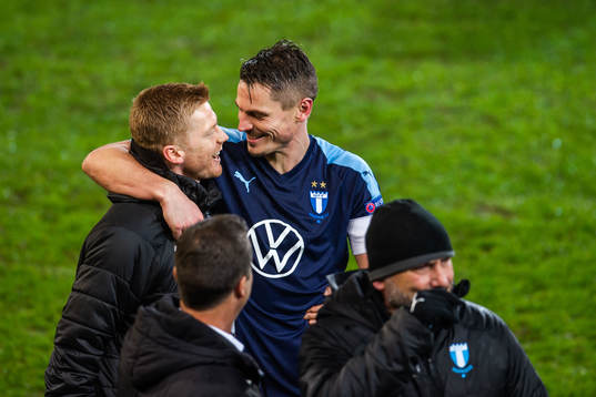 Sören Rieks and Markus Rosenberg of Malmö FF celebrate