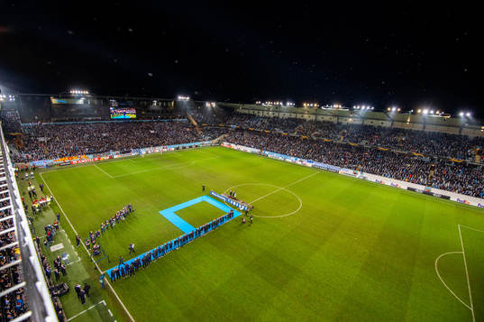 Players of Malmö FF stand as Markus Rosenberg I celebrates