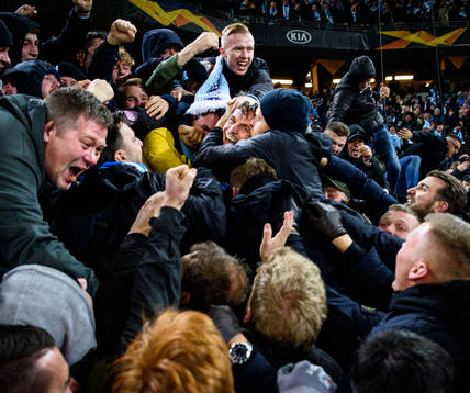Markus Rosenberg of Malmö FF celebrate with supporters