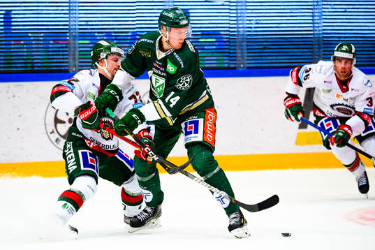 Frölundas Patrik Carlsson och Färjestads Victor Ejdsell