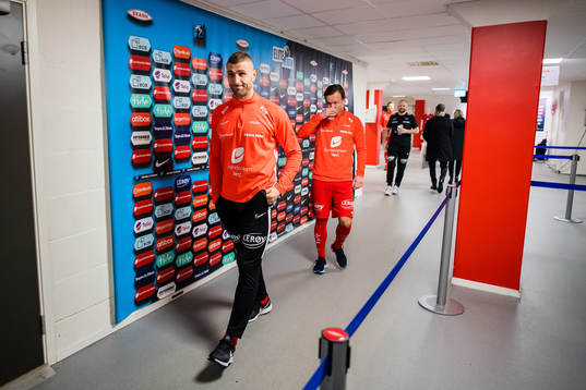 Azar Karadas and Fredrik Haugen of Brann arrives