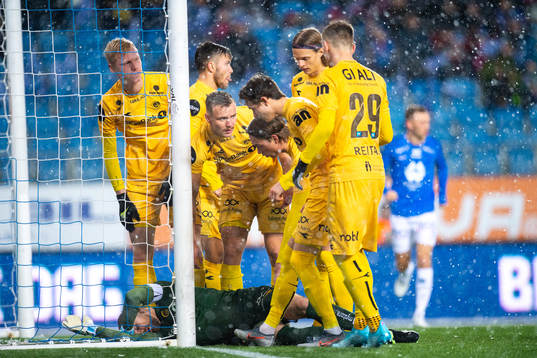 Goalkeeper Andreas Linde of Molde in pain