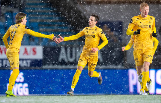 Players of Bodø/Glimt celebrate the 2-1 goal