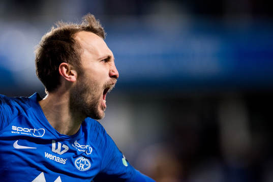 Magnus Eikrem of Molde celebrates