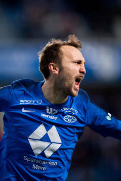 Magnus Eikrem of Molde celebrates