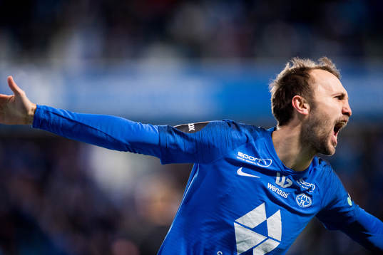 Magnus Eikrem of Molde celebrates
