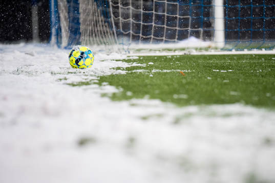 A football in the snow